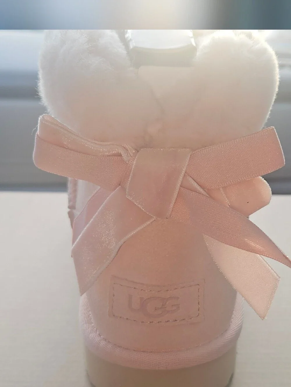 UGG Wmns Mini Bailey Mixed Bow Boot 'Beige Blush' Size 8